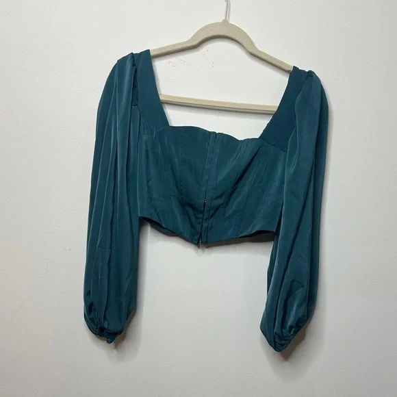 Urban Outfitters Long-Sleeve Square Neck Corset Crop Top - Picture 1 of 5